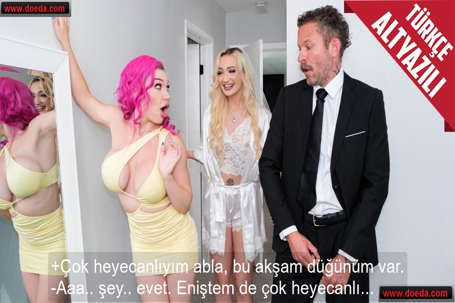 Saftirik Kız Kardeşinin Düğününden Önce Enişteyle Sikişen Mor Saçlı Kaşar Abla